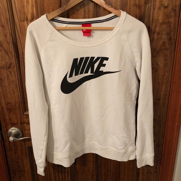 Nike Tops - Nike Big Swoosh Logo Crewneck Sweatshirt White
